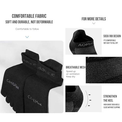 Image of Toe Socks for Men Women Cool-max Running Socks 3 Pairs Athletic Breathable Five Finger Socks