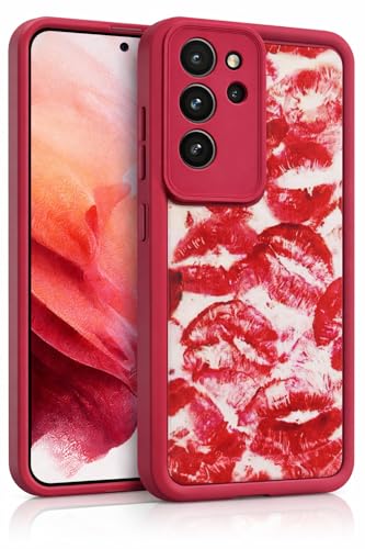 Image of COVERLY Lips Back Case Cover Compatible for Samsung S26 | Hot 3D Sexy Lips Retro Embossed | 360 Camera Protection | Lipstick Kiss Print Cute Soft Touch Liquid Silicone Phone Case (TPU | Love Red)