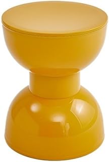 Plastic Round Side Table, Modern Shoe Changing Stool, Multi-Functional Hourglass Shaped Coffee Table for Living Room, Bedroom and Balcony(Yellow)