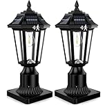 2Pack Solar Post Lights Outdoor with Mount Base, 3-Mode Wireless Solar Lamp Post with Motion Sensor, 360° Rapid Charging & IP65 Waterproof for Yard, Fence, Landscape Poles (Bulb Included)