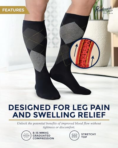 Pembrook Light Compression Socks for Men - 6 Pairs | 8-15 mmHg Graduated Compression Socks for Men 9-12 | Support Socks2