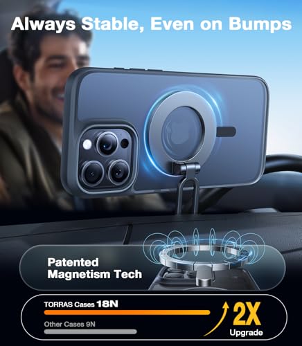 TORRAS for iPhone 16 Pro Max case with MagSafe, 12FT Military Grade Shockproof, Slim Thin but Sturdy, Velvety Touch & Anti-Slip Texture, Magnetic Protective for iPhone 16 Pro Max Case Black TORRAS for iPhone 16 Pro Max case with MagSafe, 12FT Military Grade Shockproof, Slim Thin but Sturdy, Velvety Touch & Anti-Slip Texture, Magnetic Protective for iPhone 16 Pro Max Case Black