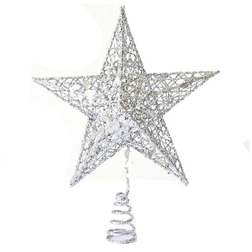 TOOGOO(R) Albero di Natale Topper Treetops Decorazione di Natale Ornamento Albero Topstar Decorazioni Festival lucido decorativo (15cm argento stella a cinque punte)