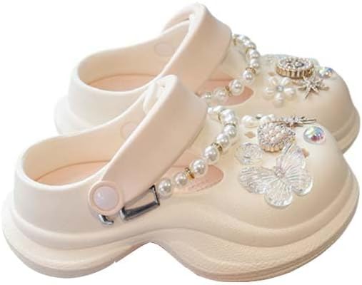Girls' Platform Clogs Slip On Slides Shoes Beach Sandals Gardener Clog Hight Heels Mule Slippers Garden Shoes DIY Accessories Sandals
