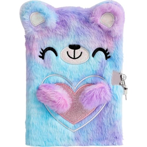Diario personal para niñas con diseño de oso y candado miniatura 1