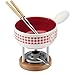 Produktbild KUHN RIKON 32207 Karo Hirsch für 2 Personen 16cm Käsefondue Set, Ton, Weiss/Rot, 16 cm