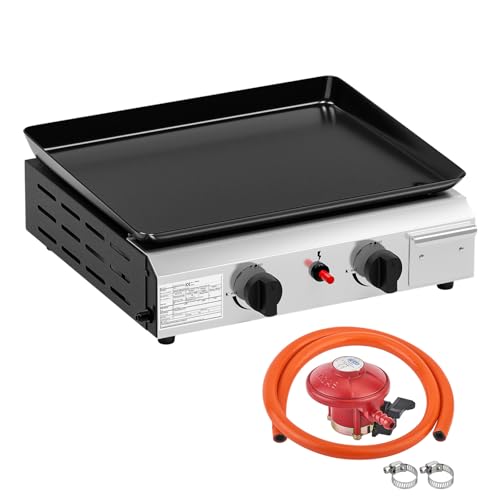 Outopee 2 Burner Portable Propane Gas Barbecue Grill 20 000 BTU Tabletop Gas BBQ with Non-Stick Griddle & Electronic Ignition for Outdoor Cooking Camping Picnic Garden Party Festival