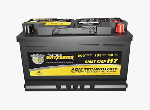 Empire Platinum AGM Battery BCI Group 47-12v 80ah H7 Size 94R Automotive Battery, 155RC, 800CCA, 36 Months Warranty