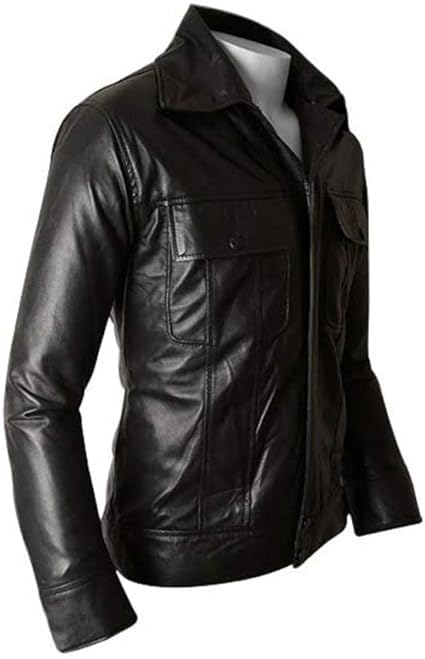Classic American Singer Popstar Black Faux Leather Comeback Special Elvis Shirt Jacket - Leather Jacket Men2
