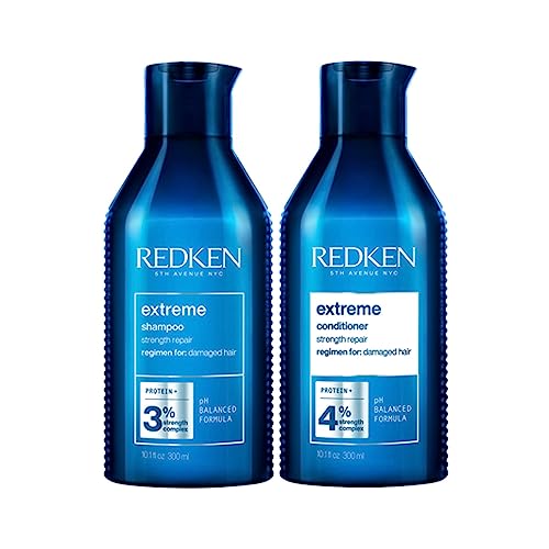 Redken | Champú y Acondicionador Reparador con Proteínas para Cabello Dañado, Extreme, Formato 300 ml