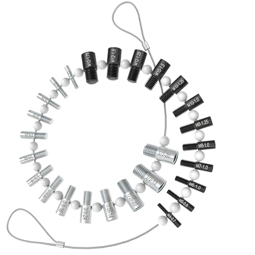 Nut & Bolt Thread Checker - 26 Male/Female Gauges Measuring Tool for Imperial and Metric Nuts 14 Inch