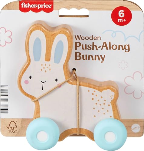 Fisher-Price Baby Toy Wooden Push-Along Bunny, Wood Vehicle for Crawling Developmental Play for Infants Ages 6+ Months by Fisher-Price - Image 5