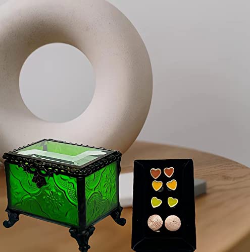 Entlityful Succulent Plant Terrarium、 Green Glass Small Decorative Box Keepsake Box Vintage Decoration For Girls And Ladies Gifts #TOP5