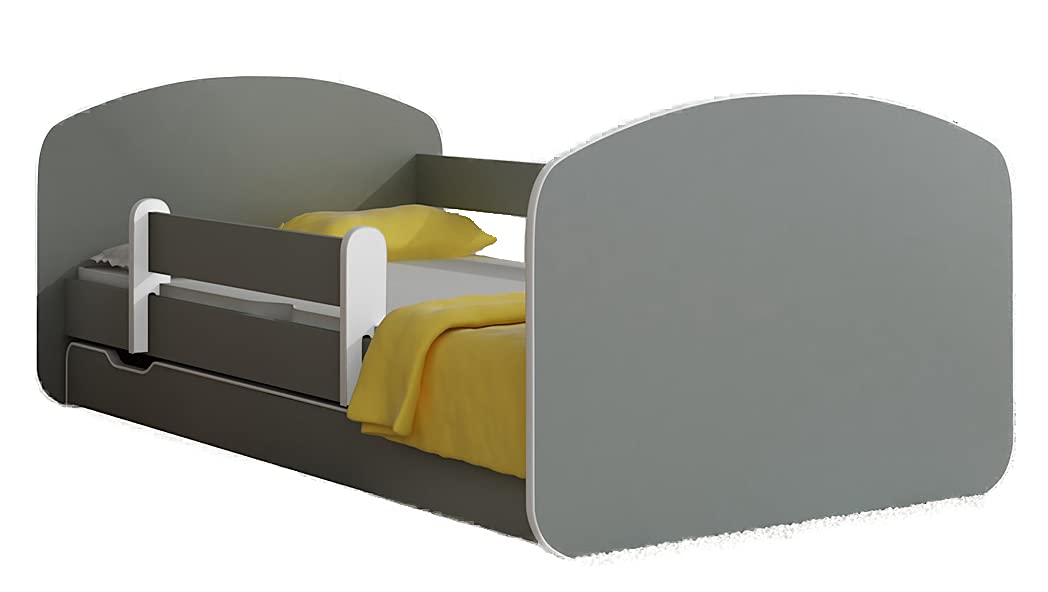 Lit d'enfant avec sommier et structure grise robuste en bois 160x80 - 6