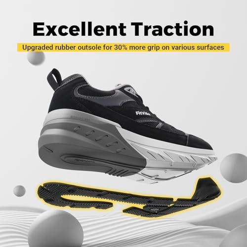 FitVille Wide Walking Shoes for Men Extra Wide Width Sneakers with Arch Support for Flat Feet Heel Pain Relief Plantar Fasciitis - Rebound NEO V14