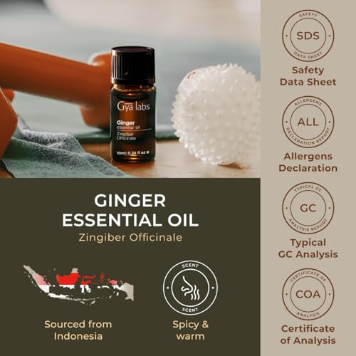 Image of 100% Pure Ginger Essential Oil - 0.34 Fl Oz - Ginger Oil for Hair, Skin, Diffuser, Aromatherapy & DIY Candle Making Scent