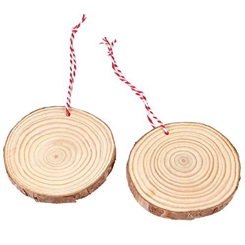 MANCHAP 30 PCS 9-10cm Drilled Hole Craft Wood Log Slices - Image 4