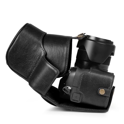 Image of MegaGear Genuine Leather Camera Case for Fujifilm X-S20 (18-55mm) - Stylish and Protective Digital Photography Bag - Black