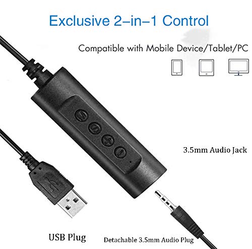 OHHXGK Cuffie USB/3.5mm con Microfono, Cuffie