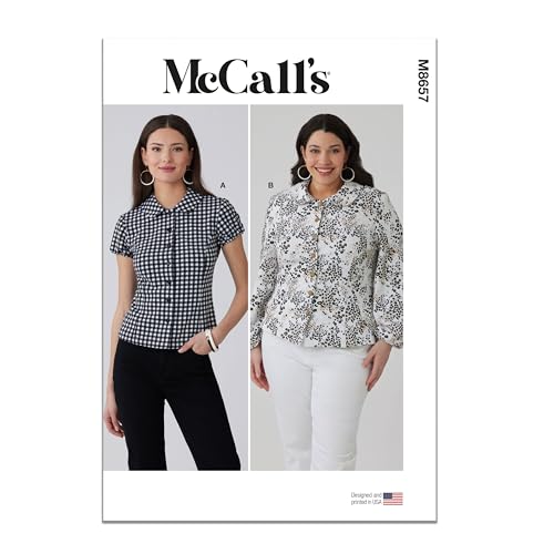 McCall's M8657 Sewing Pattern for Misses' and Women's Peter Pan Collar Knit Top with Sleeve Variations