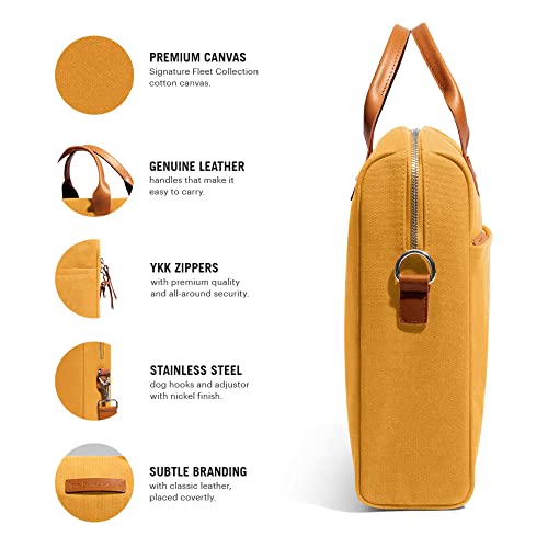 Image of DailyObjects Unisex City Compact Fleet Canvas Laptop Messenger Bag with Leather Handles and Adjustable Straps | Zip Closure with Slip Pockets and Large Storage For 14 Inch Laptops