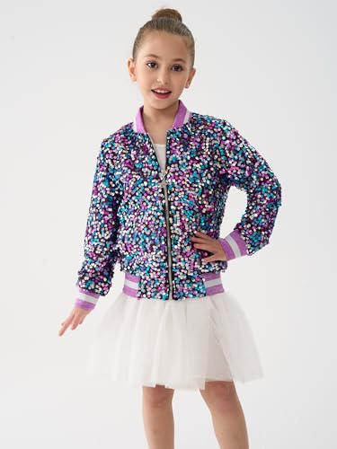 Image of 2Bunnies Girl Ombre Pastel Gradient Shimmer Sparkle Colorful Sequin Bomber Jacket