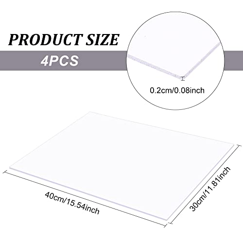 Image of BENECREAT 4 Pcs 2mm PVC Foam Sheet White Plastic Sheet 11.8x15.7 Inch Lightweight Rigid Foam Expanded PVC Sheet for Crafts, DIY Making, Screen Printing and Art Display