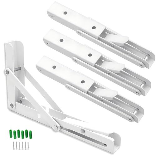 堅塁金物 棚受け金具 折畳み 40cm l字金具 折畳みテーブルヒンジ 壁掛けテーブル 折り畳み リクライニング金具 折りたたみ 収納 耐荷重100kg 白 4個入