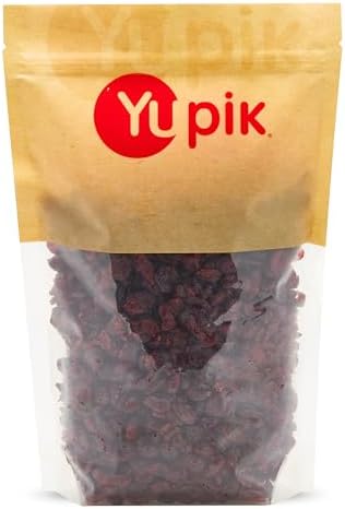 Yupik Dried Cranberries, 1 kg, Gluten-Free, Kosher, Dried Fruits, Whole Cranberries, Lightly Sweetened, Healthy Snacks