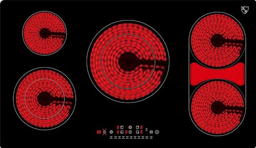 K&H Glaskeramikkochfeld NC-10209 [5 ZONEN] - Herdplatte 5 Kochfelder - Kochfeld 5 Platten Autark -...