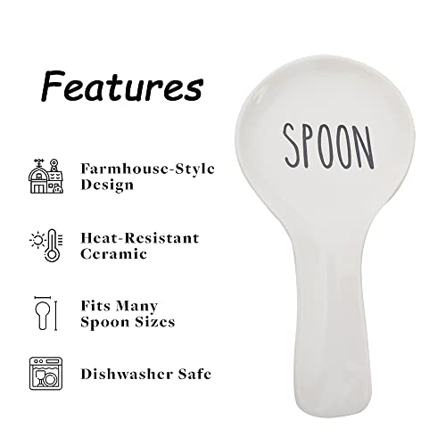 Ceramic Spoon Rest for Kitchen Counter - Large Utensil Holder, Essential Cooking Gadgets & Accessories for Organised Cooking - Image 3