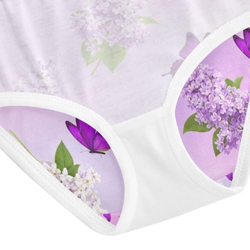 Toddler Girl Panties, Lilac Flowers Purple Butterflies Girls' Cotton Brief Underwear, 2T–8 Years4