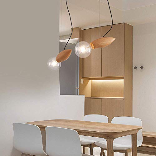 Lámpara de araña de diseño nórdico en hierro de metal con base de madera 6