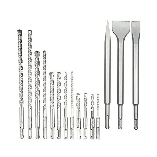 17 Stück SDS Plus Bohrer & Meißel-Sets, Bohrhammer-Bohrer-Set Mauerwerk Hammerbohrer-Meißel-Sets SDS Plus Hammer-Meißel-Set Mauerwerk-Bohrer