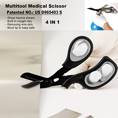 meuut 3 pack penlight amp medical scissors- one 8 inches patented trauma shears two led pen light with four batteries - bandage scissor for- nurse first aid emt doctor