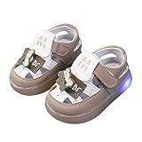 Sandalias Niñas Verano, Sandalias para caminar para bebés y niños pequeños zapatos de verano de suela suave para niños y niñas sandalias con luces para niños de 1 a 2 años (Khaki 21)