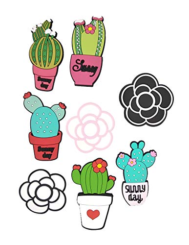 Wolpark 8pcs Different Large Cactus Camellia Flowers Shoe Decoration Charms for Crocs & Bracelet Wristband for Kids Boys Girls Gifts Party