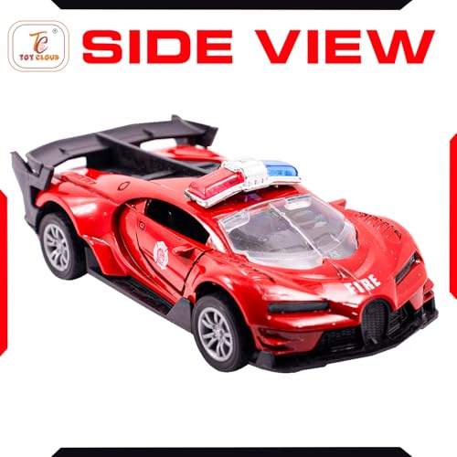 Image of Toy Cloud Bugatti Fire Brigade Car 1:32 Scale Die-Cast Metal Toy with Opening Doors and Pull Back Action Realistic Toy Car