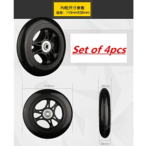 Suitcase Wheels,Luggage Wheel, (Set of 4) 110x28mm Back Mute Rubber Repair Replacement Luggage Wheel Suitcase Wheels Parts Spinner2