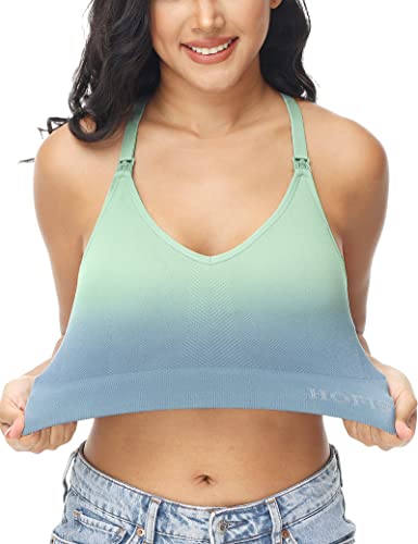 Image of HOFISH Support Nursing Bras for Breastfeeding Medium Impact Maternity & Nursing Sports Bra Seamless Racerback Pregnancy Bra