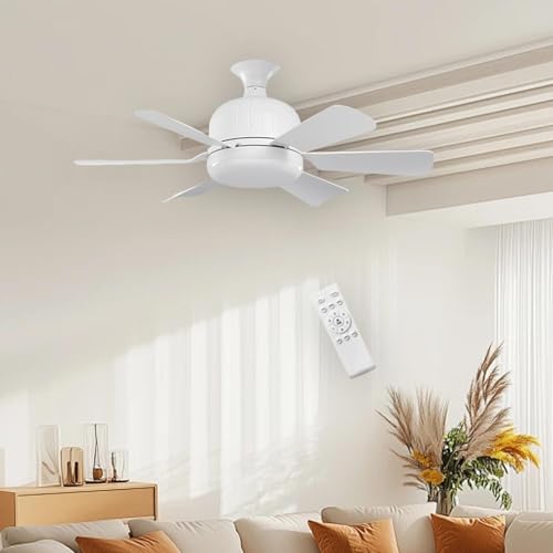 Ventilateur de plafond E27 avec lampe télécommandée blanc pour salon
