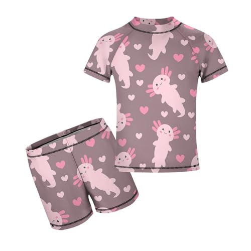 Cute Cartoon AxolotlChildren's Swimsuits Boys Two Piece Suit9-11Y（140cm）