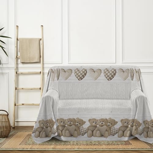 Drap d'ameublement multifonction en coton beige pour canapé deux places - 3