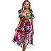 Womens Boho Floral Printed Chiffon Dresses 2025 Elegant V Neck Belted Summer Wedding Prom Cocktail Midi Dress
