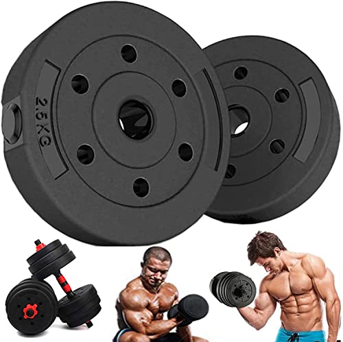 5kg Hantelscheiben-Set 2 x 2,5kg Kunststoff Gewichtsscheiben Standardnorm Bohrung 30/31 mm für Langhantel Training mit Kurzhantel Bumper Hantelset Hantelgewicht Cover