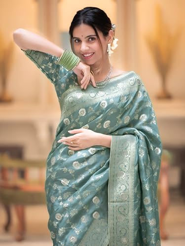 Image of Yashika Women's Pure Kanjivaram Silk Saree Soft Banarasi Style Wedding With Blouse Piece | Saree For Women | New Sari