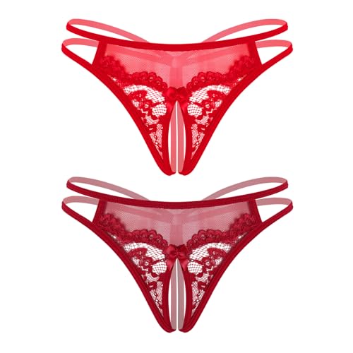 Image of Avidlove Women Lace Panties Floral Lace Briefs Mesh Hollow Out G-String Thongs T-back Underwear 1-4 Pack