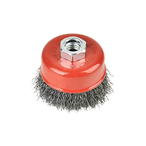 Image of A A IN 20 Pack 3 Inch Crimped Wire Cup Brush for Angle Grinder with 5 /8 Inch-11 Threaded Arbor - 0.014 Inch Carbon Steel Wire -Light Duty Conditioning for Metals