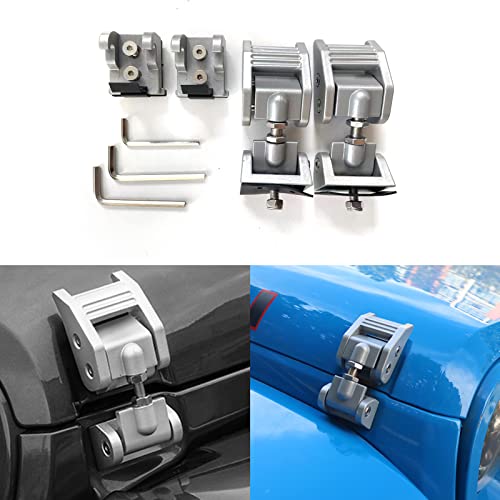 Hood Latch, Adjustable Hood Lock Kit for Jeep Wrangler JK JKU 2007-2018 and 2018-2023 Jeep Wrangler JL JLU (Silvery)