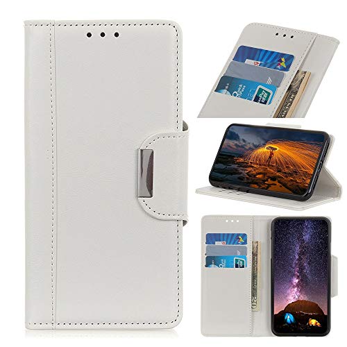 DESHENG Smartphone Protective Phone Flip Cases Wallet Case for Oppo Reno 5Z Case,Leather Flip Cover with Card Holder Kickstand Magnetic Shockproof Protective Flip Phone Case Phone Bag (Color : White)